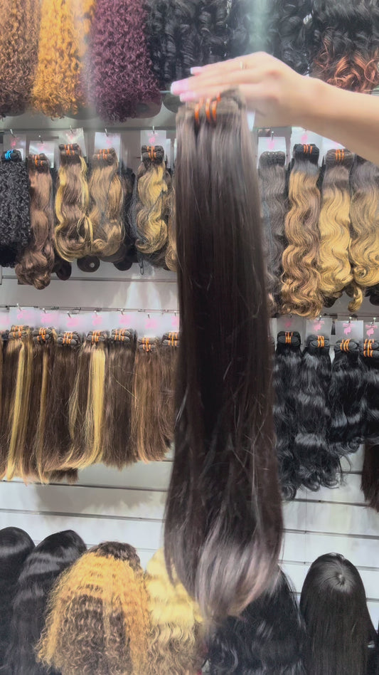 Extensions à Clips Lisses Premium Volume Intense – 100% Cheveux Naturels 200g